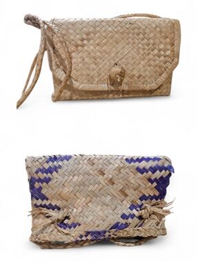 Handmade Woven Straw Crossbody Bag Set – Artisan Natural Fiber. 3 Piece Set